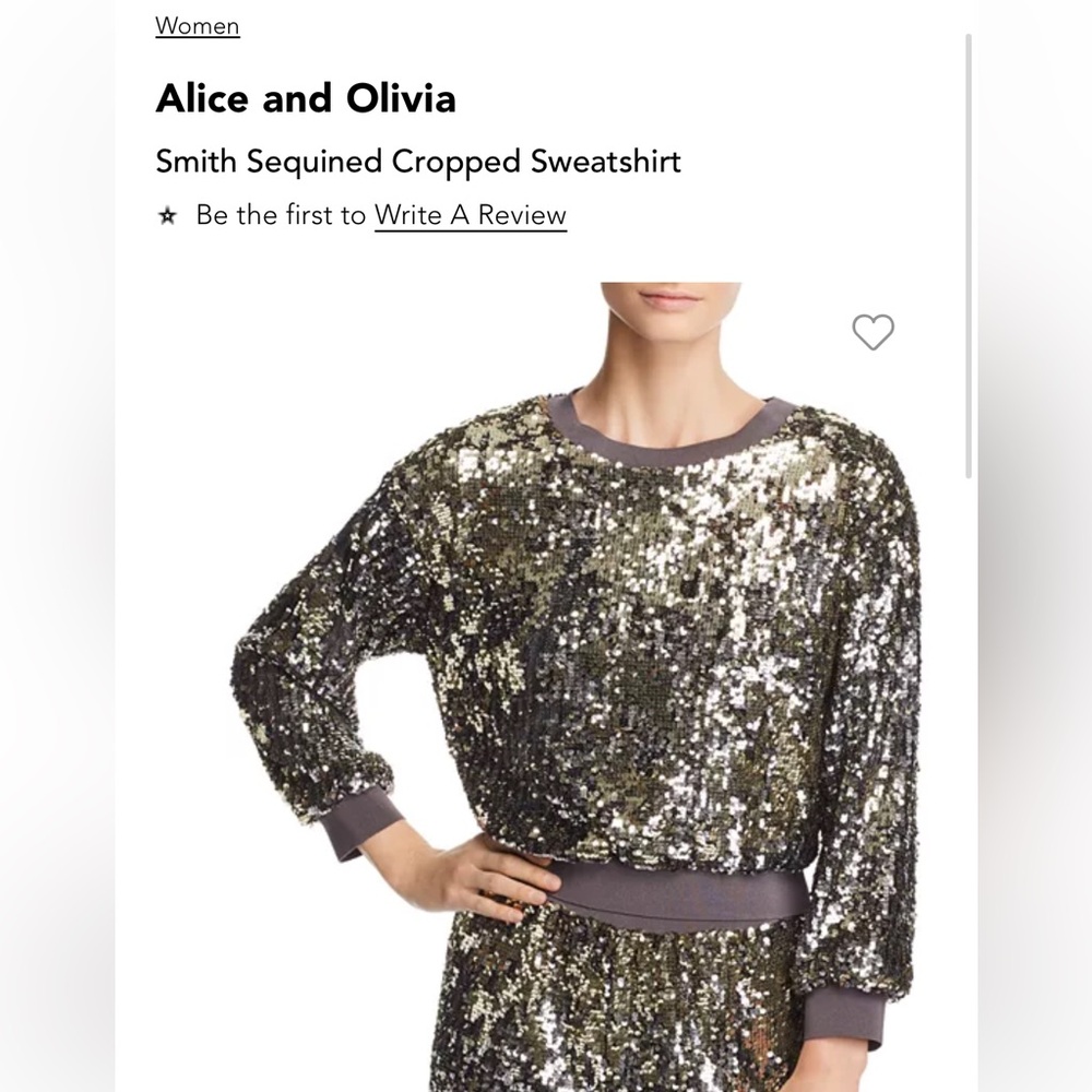 Alice + Olivia Sequin Cropped Sweatshirt Size Small